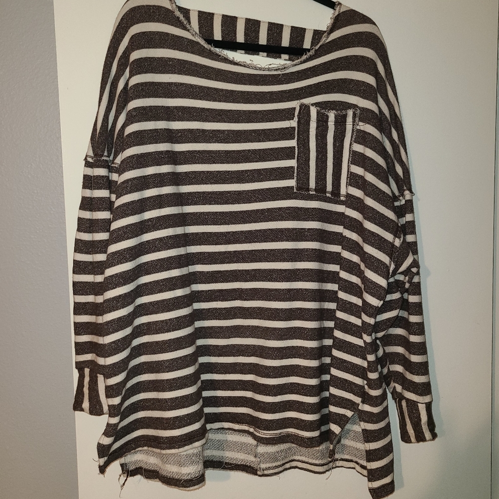 Free People FP beach oversized striped long sleeve top